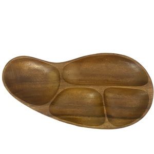 Leilani genuine MonkeyPod Vintage Philippians Wood 4 Compartment Serving. 14 in